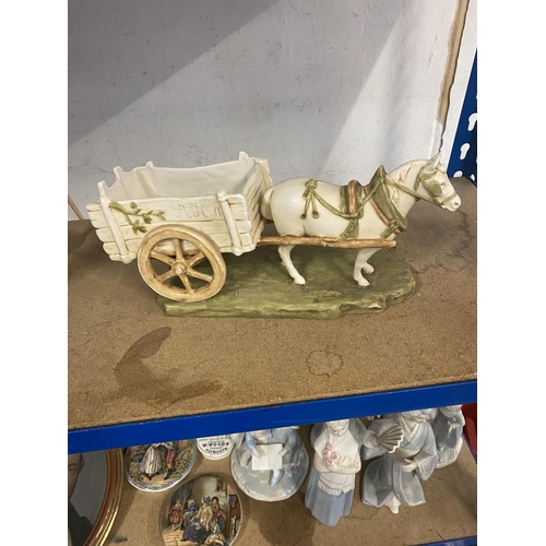 35 - Royal Dux horse & cart