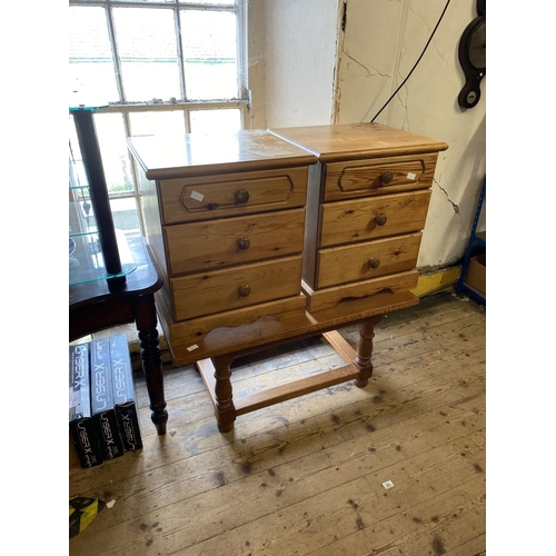 12 - Pair solid pine bedside chests