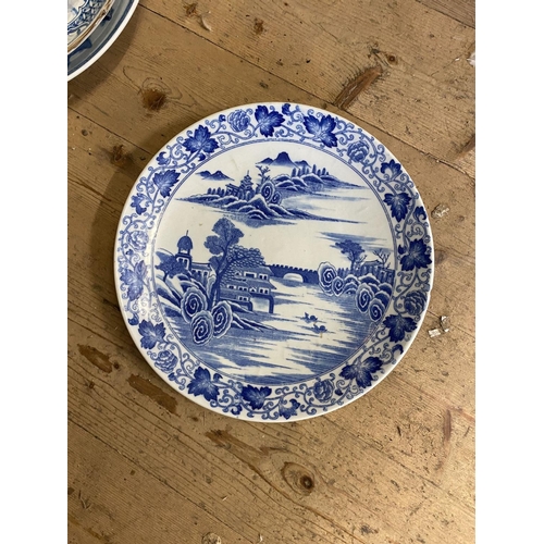 3 - Large oriental blue & white wall plate