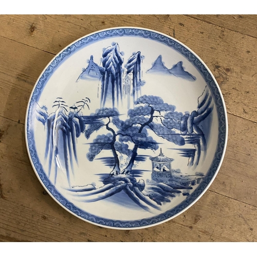 5 - Large oriental blue & white wall plate