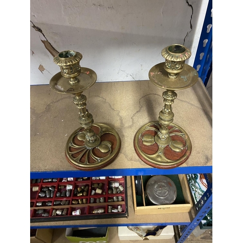 30 - Pair Victorian brass candlesticks