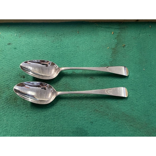 735 - Pair silver hallmarked serving spoons London 1802 weight 110g