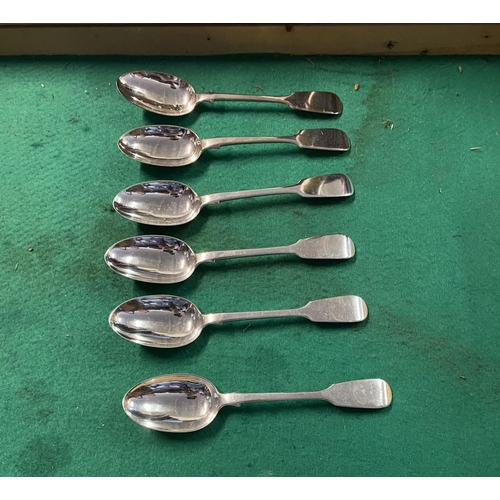 746 - Set 6 silver hallmarked desert spoons London 1858 by George Angel weight 259g