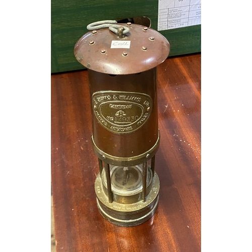 127 - Brass & copper miners lamp