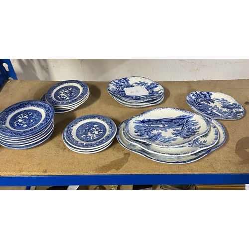 137 - Blue & white dolls house china plates
