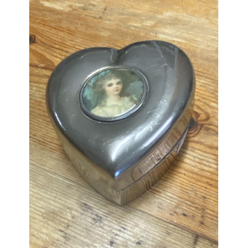 213 - Silver plated heart shaped box