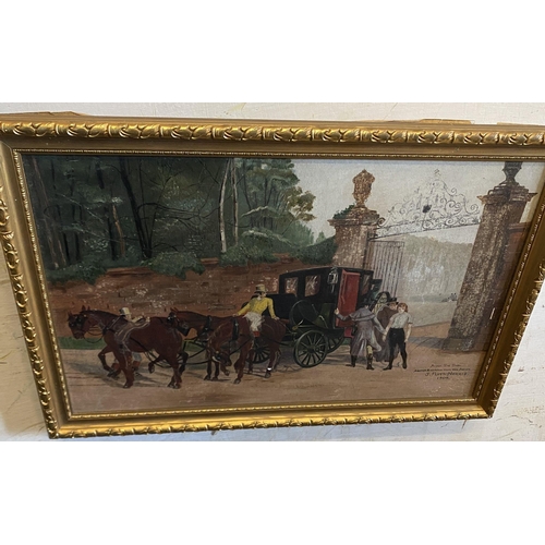 5 - Oil on canvas coach & horses