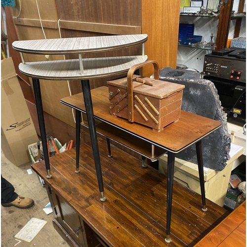 770 - 2 retro tables & sewing box