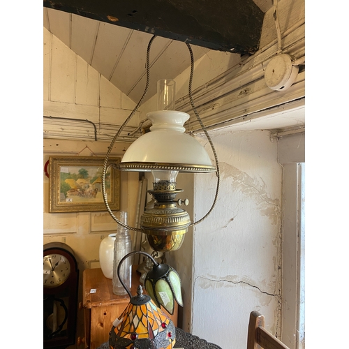 8A - Brass hanging oil lamp
