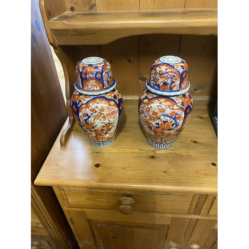 58 - Pair 19th century imari jars & lids