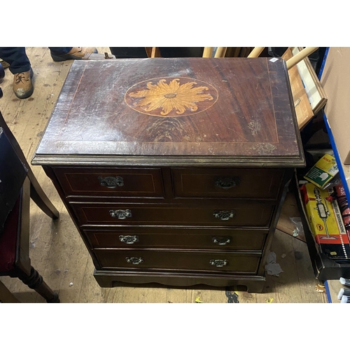 423 - Mahogany & inlaid chest of drawers