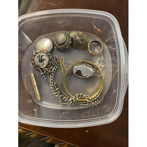 774 - Silver pocket watch chain etc