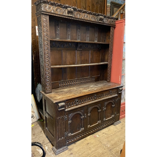 675 - Antique oak open rack dresser