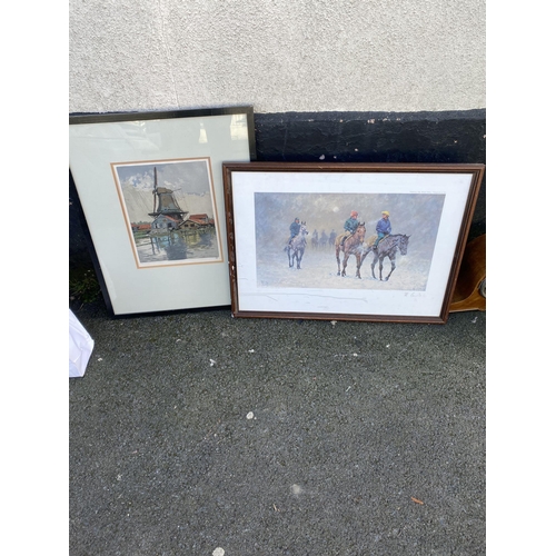 1036 - Dutch coloured etching & racing print