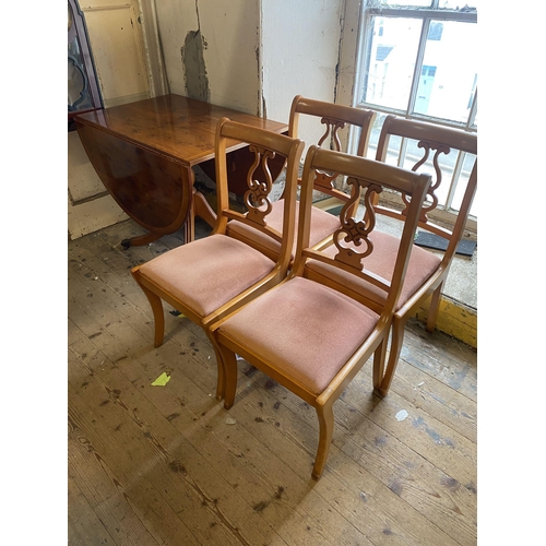 1 - Yew wood table & 4 chairs