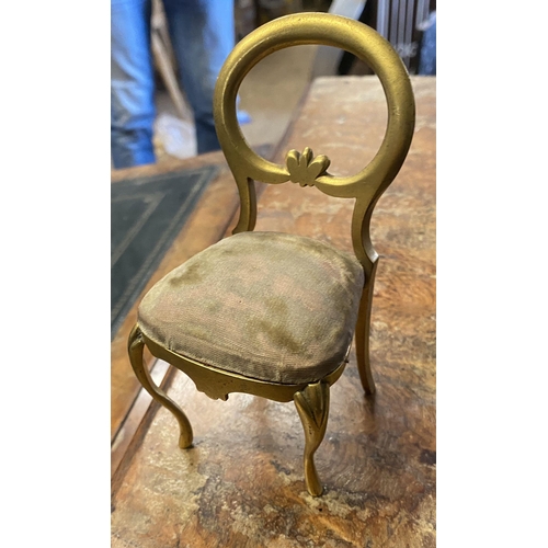 36 - Victorian brass dolls house chair with kite mark