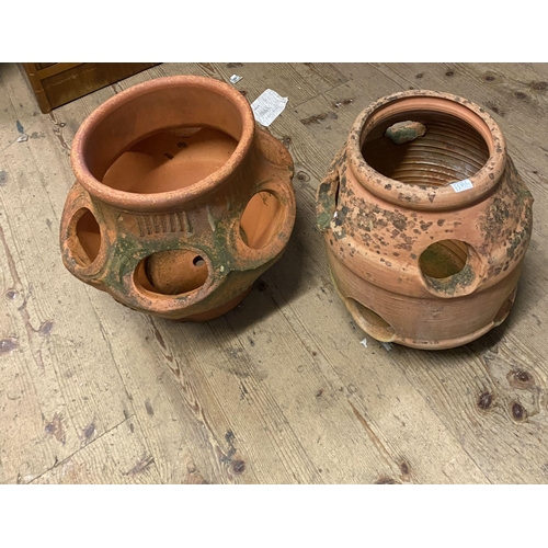 242 - 2 terracotta strawberry planters