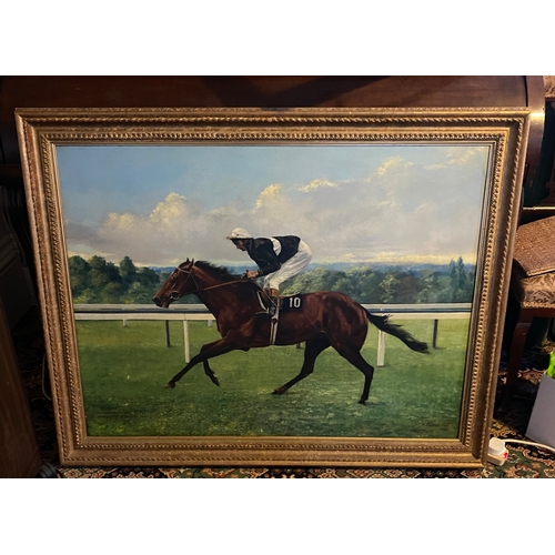 630 - Large oil on canvas Lyphmas & Lester Piggot by A Clarence Paul