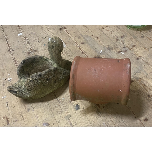 234 - Stoneware swan & chimney pot