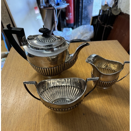 159 - 3pc silver hallmarked teaset