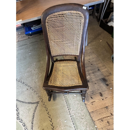 518 - Cane seated Edwardian rocking chair