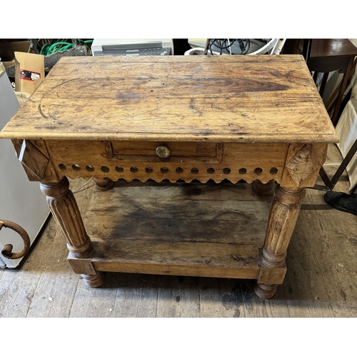 546 - Teak carved hall table