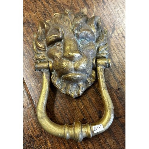 30 - Heavy brass lion mask door knocker