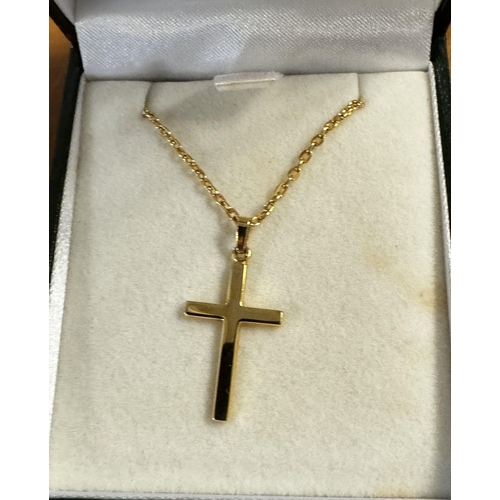 186 - 9ct gold cross on a 9ct gold chain