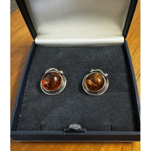 187 - Pair silver amber earings