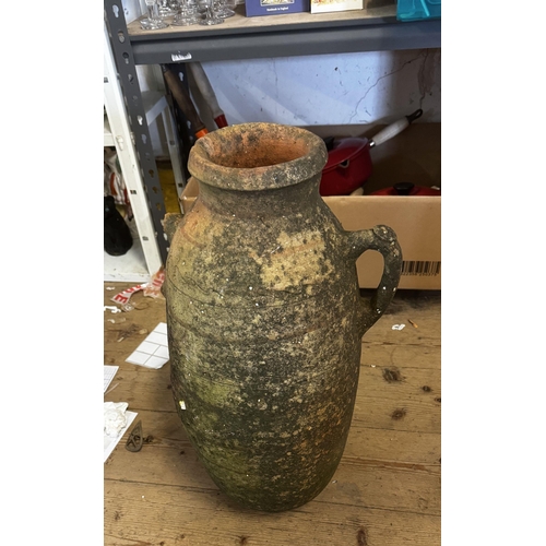 261 - Terracotta vase( 1 handle damaged)