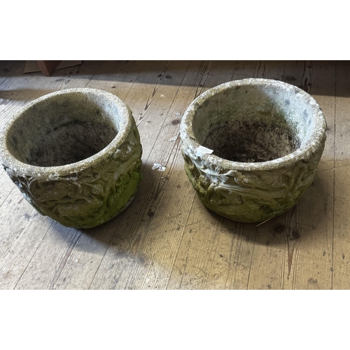 302 - Pair stoneware planters