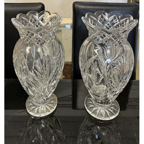 460 - Pair of heavy cut glass vases