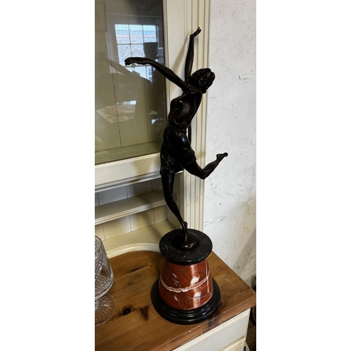 270 - signed bronze dancing lady on a marble pedestal