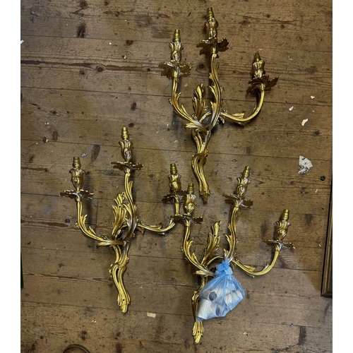 341 - 3 gilt metal wall sconces