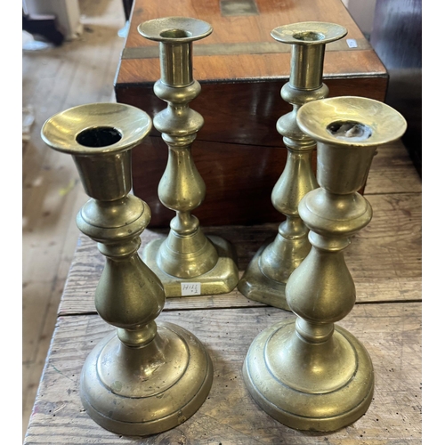 38 - 2 pairs brass candlesticks