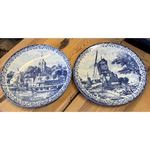 118 - 2 delft blue & white wall plates