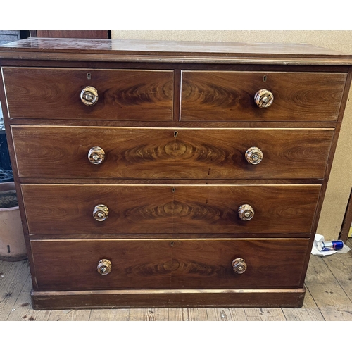 137 - Victorian mahogany chest of 5 drawers