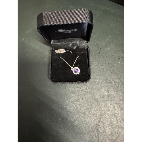 207 - Silver amethyst pendant & chain