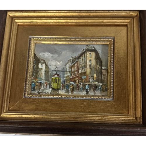 36 - Small oil painting street scene