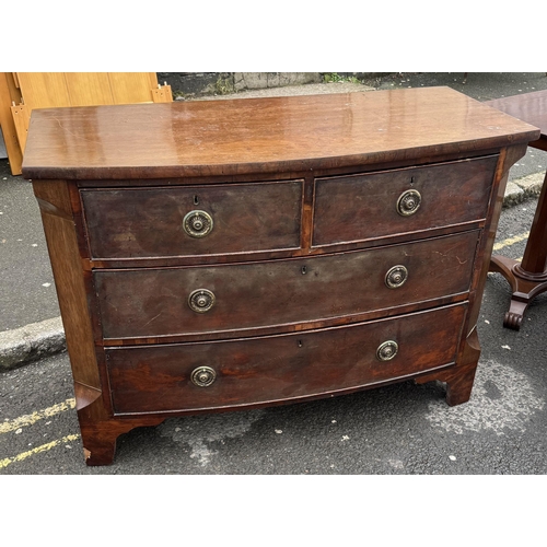 492 - Victorian mahogany bow front chest of 4 drawers