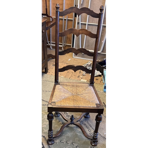 503 - Oak ladder back hall chair