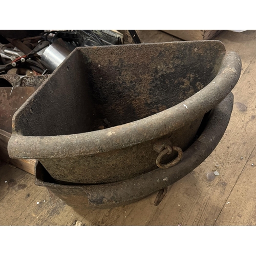 733 - Pair cast iron corner troughs