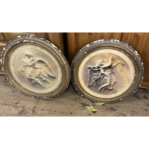 746 - Pair circular cherub prints