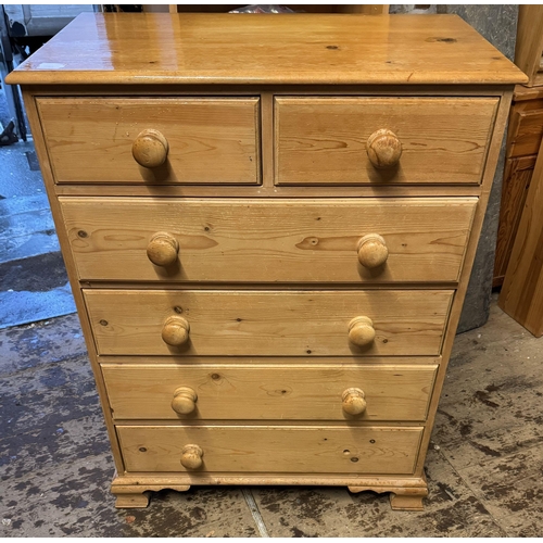 831 - Solid pine chest of 6 drawers