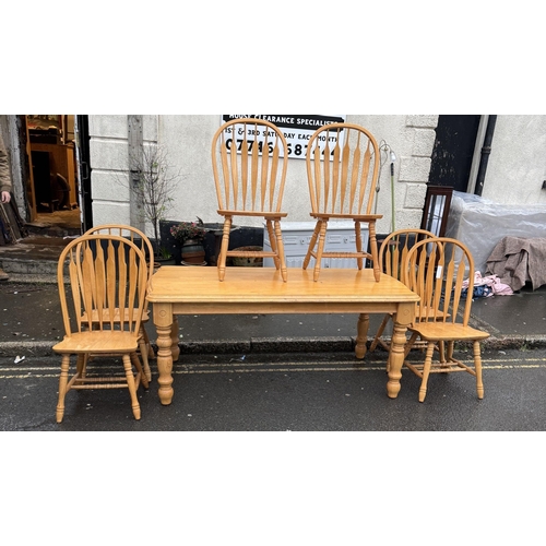 836 - Pine kitchen table & 6 chairs