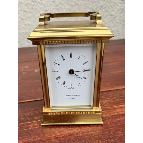 602 - Mappin & Webb brass carriage clock