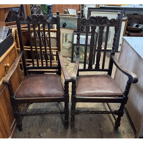 844 - 2 oak carver chairs