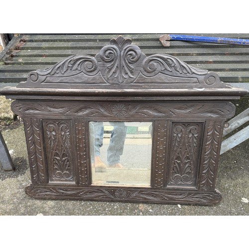 627F - Victorian carved oak overmantle