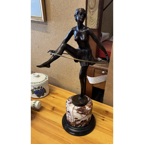 116 - Bronze dancing girl on a polished marble pedestal