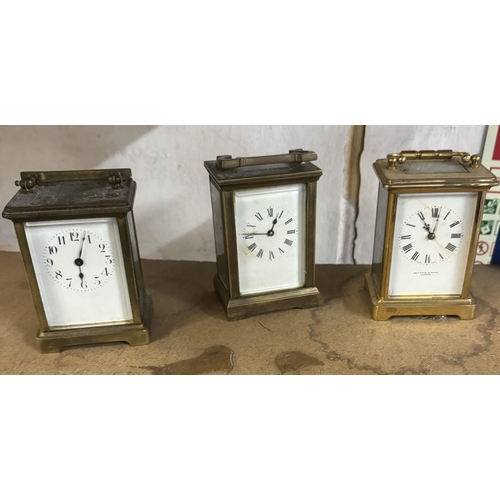 43 - 3 brass carriage clocks